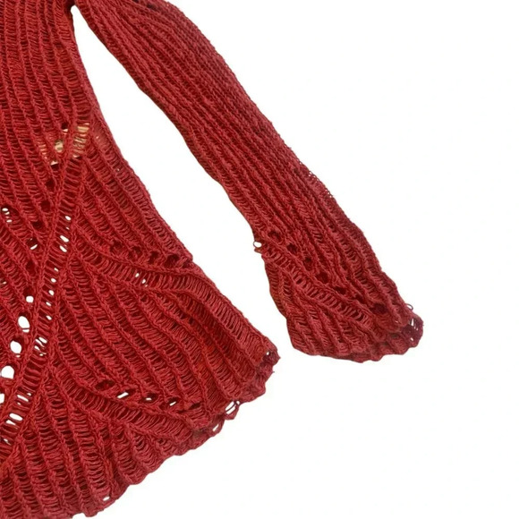 Maje Open Weave Woven Sweater Burnt Orange Pullover Cotton Size 1 Small Women's - Picture 5 of 13